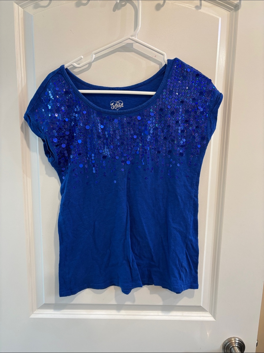 Justice Blue Sequin Short Sleeve Tee